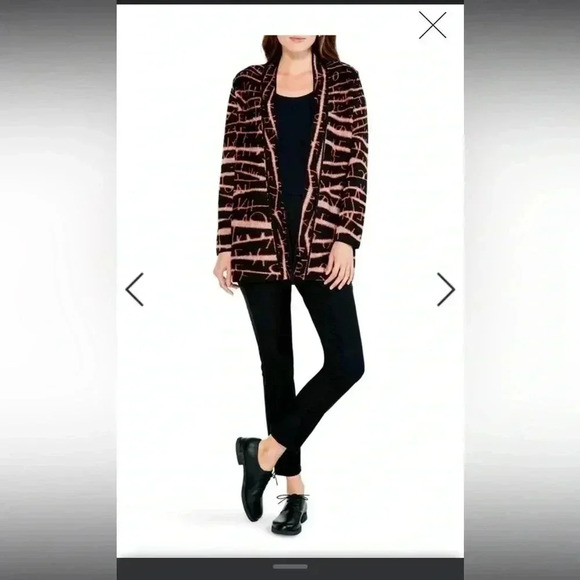 Nic+ Zoe women’s cardigan sweater black abstract long sleeve size medium - Picture 3 of 5